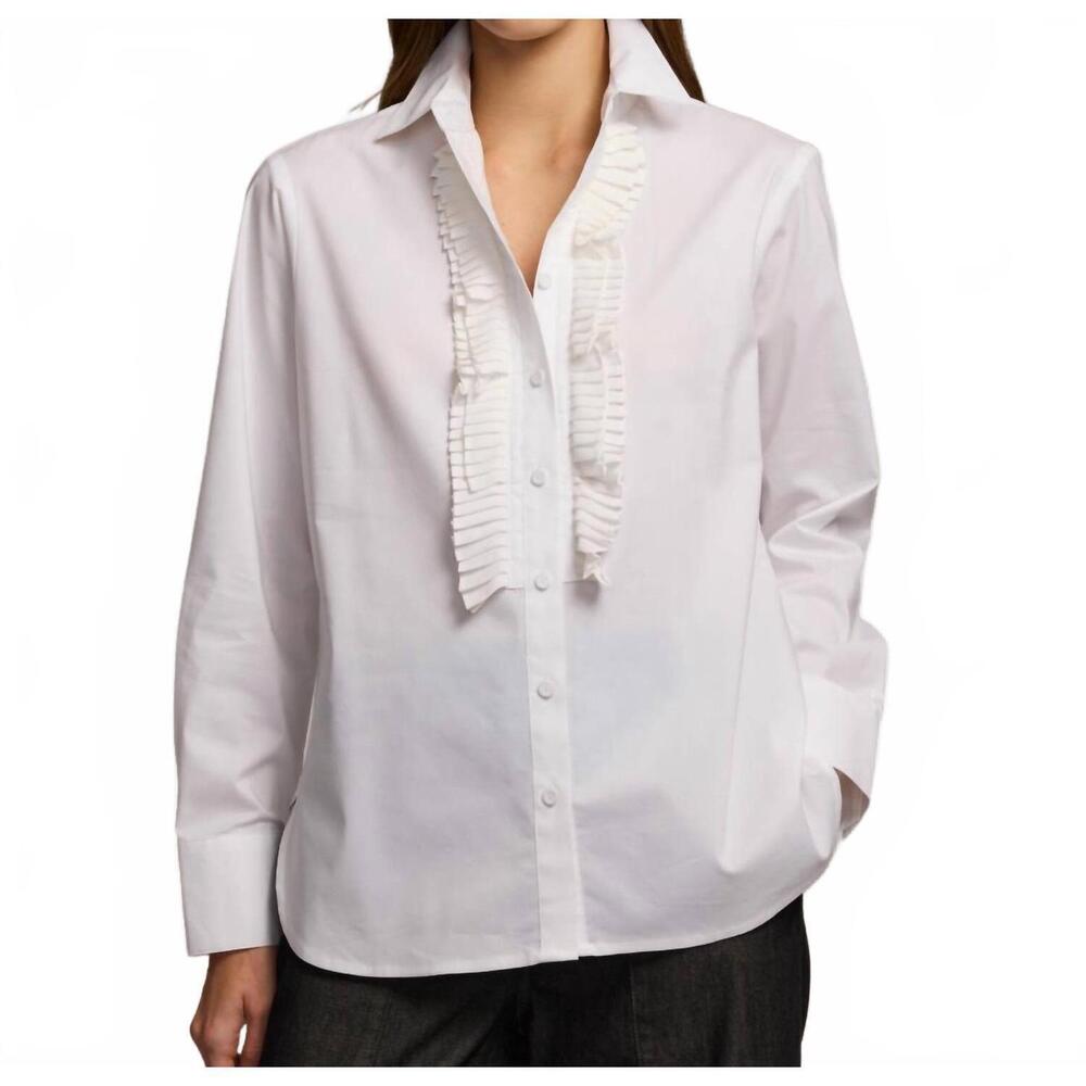NEW HINSON WU tessi long sleeve blouse in white